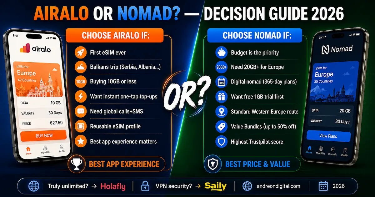 airalo vs nomad which esim should you choose 2026 europe travel digital nomad comparison