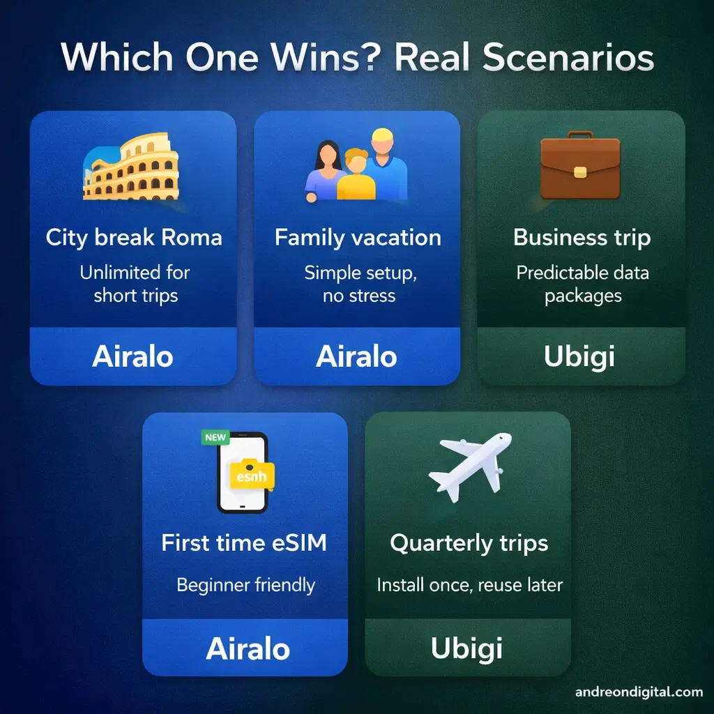 Airalo vs Ubigi 2026 Europe eSIM comparison