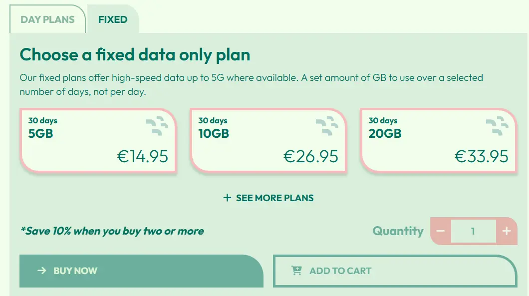 Breeze Europe Pricing plans.webpBreeze eSIM Europe fixed and unlimited pricing plans 2026