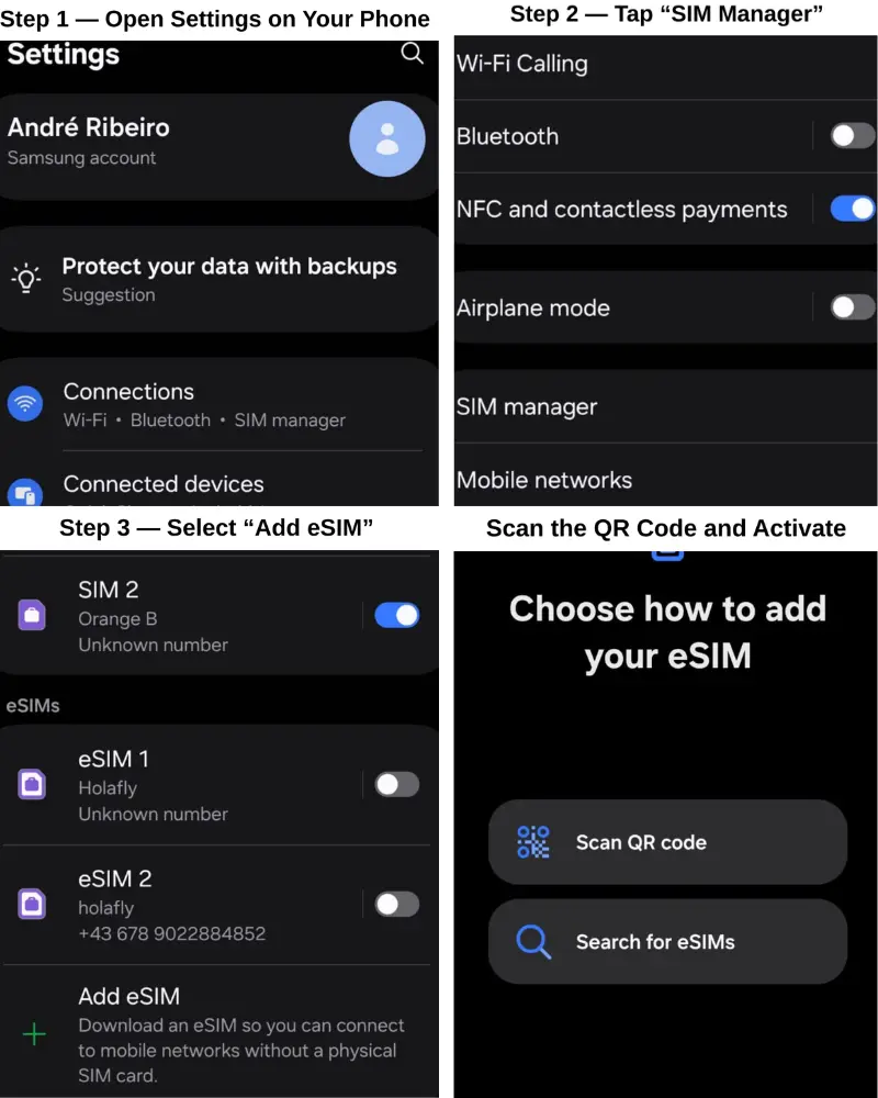 eSIM Setup iPhone Step by step eSIM activation on iPhone for Europe travel
