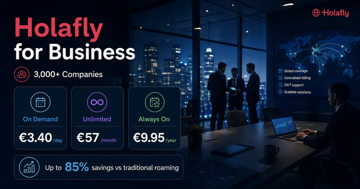 Holafly for Business eSIM Plans 2026 Holafly for Business eSIM plans 2026 with global coverage centralized billing corporate travel and roaming savings