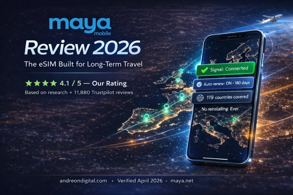 Maya Mobile Review 2026 best eSIM for long term travel Europe unlimited data $1 per day auto renew 180 days