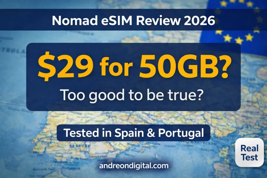 Nomad eSIM review 2026 budget Europe 50GB for 29 dollars tested
