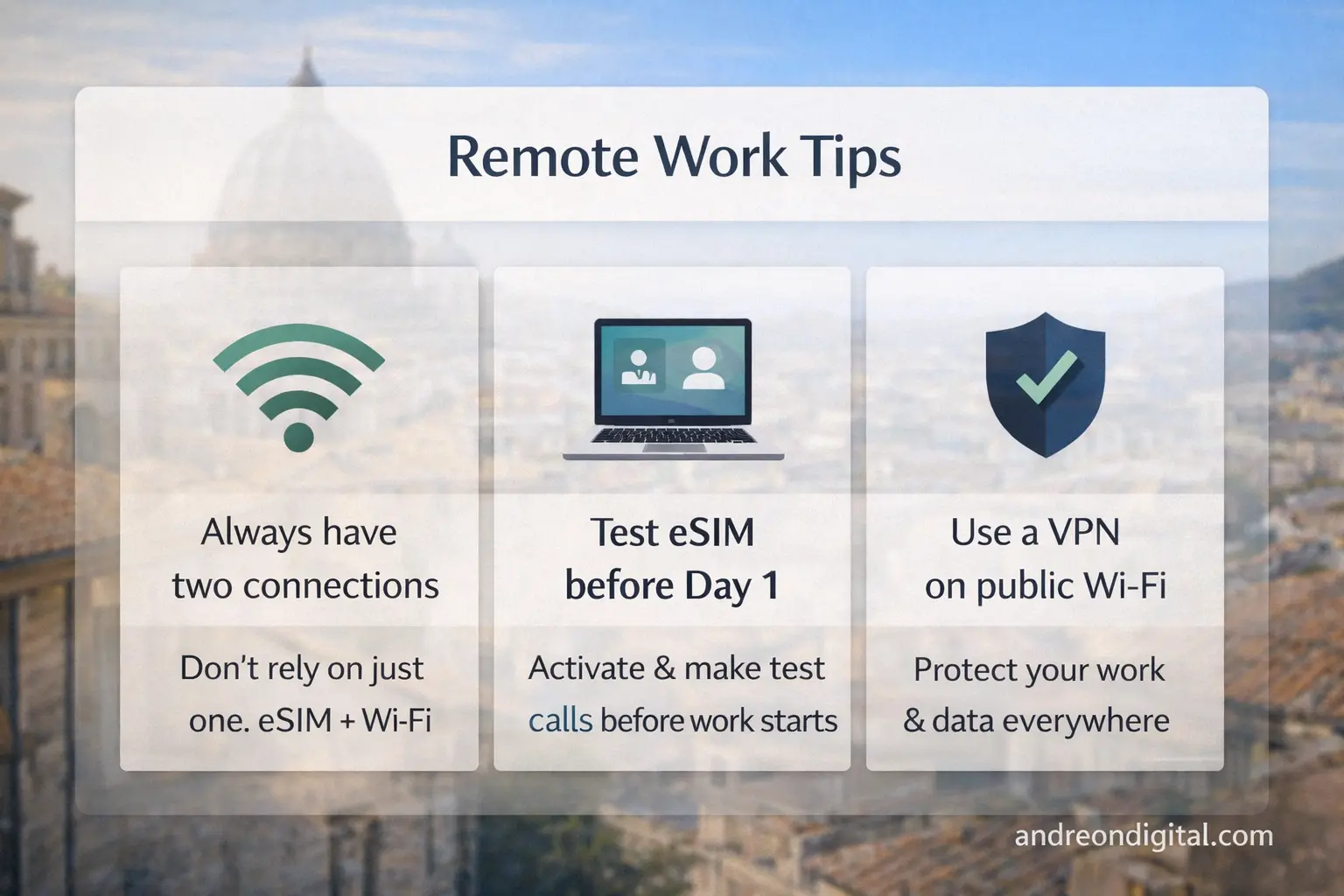tips for working remotely with esim europe lisbon barcelona berlin