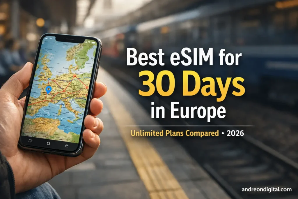 esim europe 30 days unlimited data plans comparison 2026