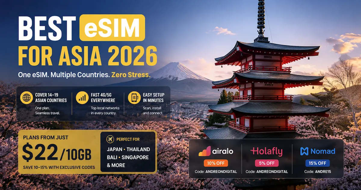 best esim for asia 2026 regional esim japan thailand bali singapore unlimited data travel comparison airalo holafly nomad