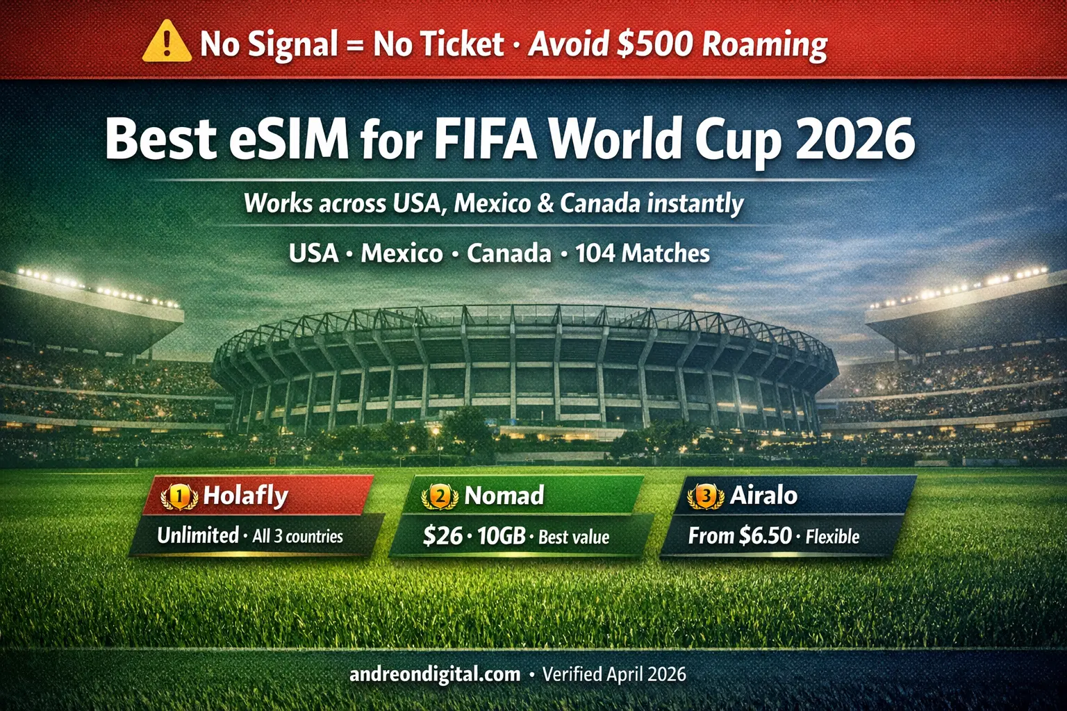 best esim for fifa world cup 2026 working across usa mexico and canada with unlimited data and instant activation
