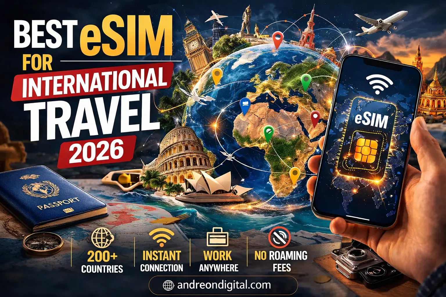 best esim for international travel 2026 global coverage 200 countries no roaming fees instant connection