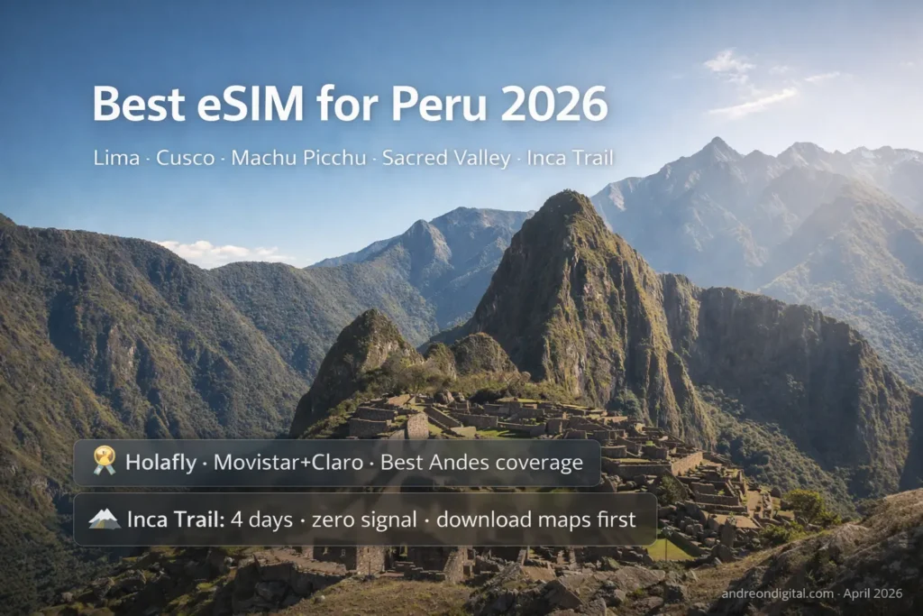 Best eSIM for Peru 2026 Machu Picchu coverage view Andes travel connectivity