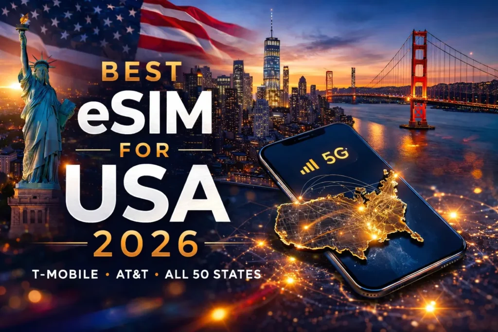best esim for usa 2026 full 5g coverage all 50 states t mobile at&t unlimited data travel esim