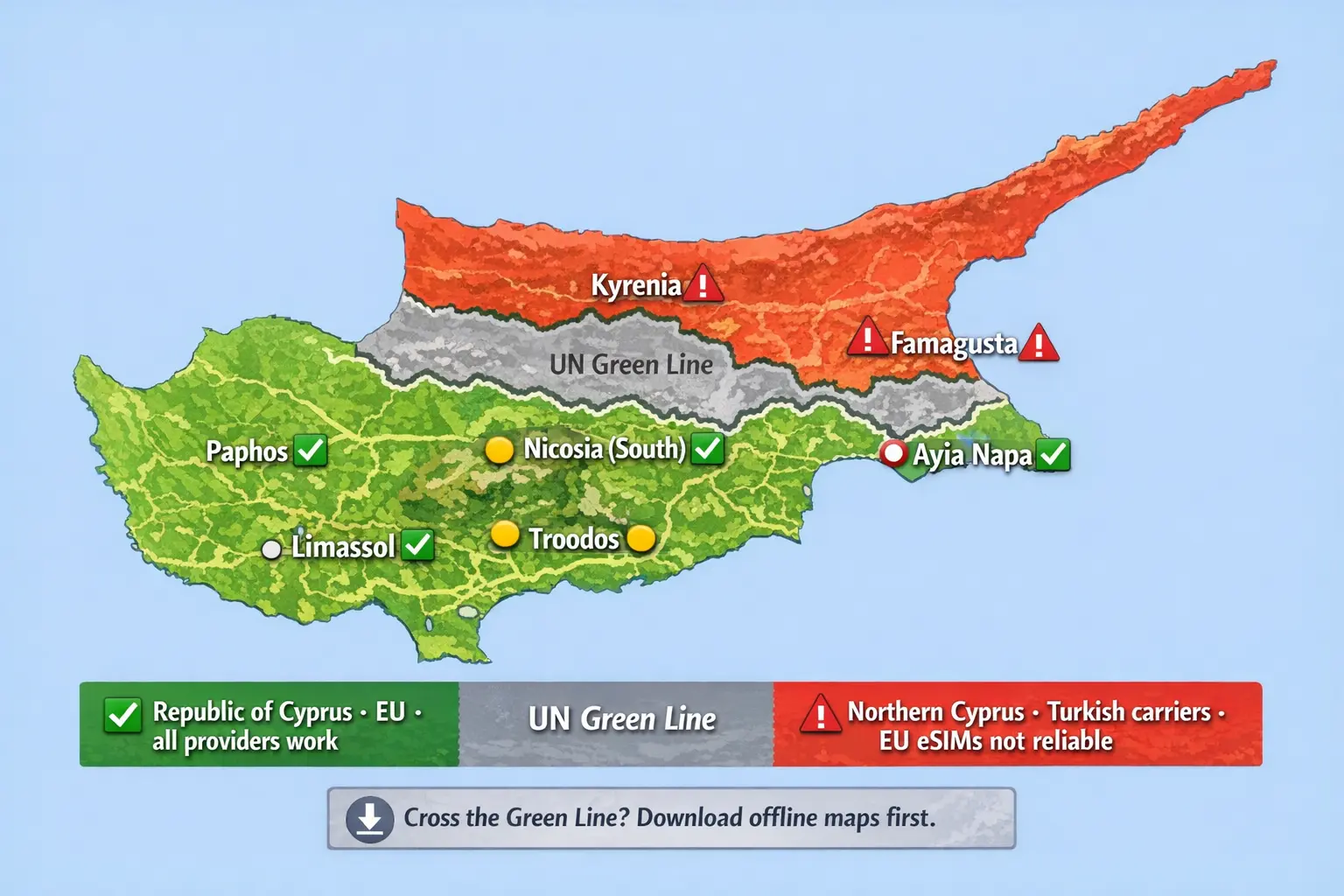 best esim for cyprus 2026 map south vs north coverage green line