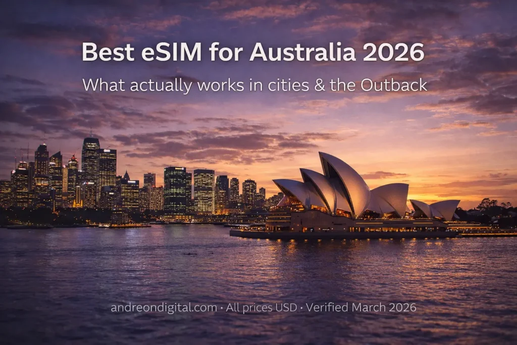 best esim australia 2026 sydney melbourne outback road trip telstra optus coverage guide
