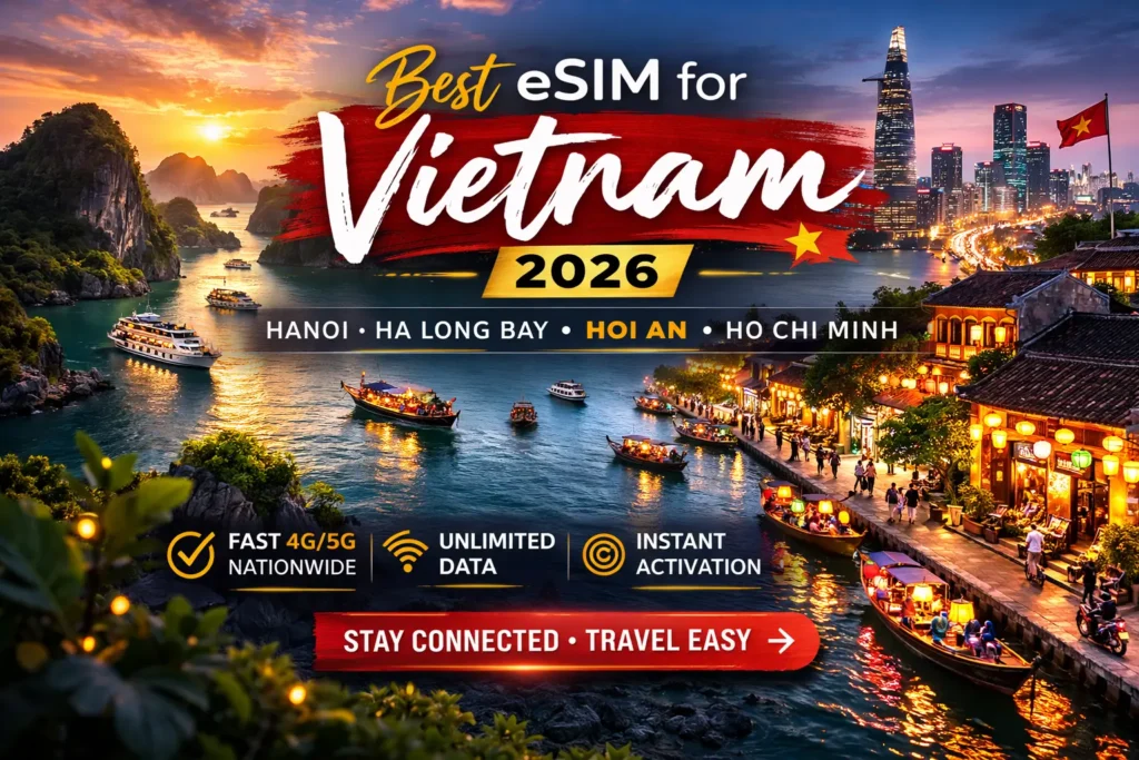 best esim vietnam travel 2026 hanoi ho chi minh ha long bay coverage guide