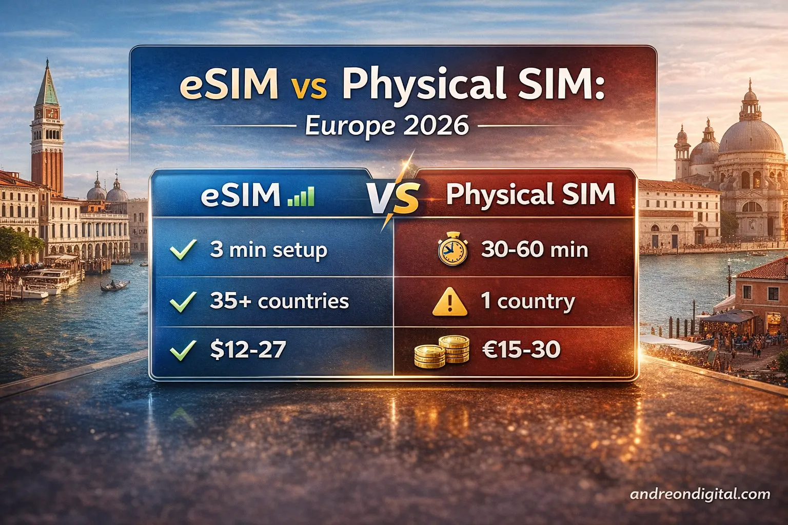 eSIM vs physical SIM for Europe comparison