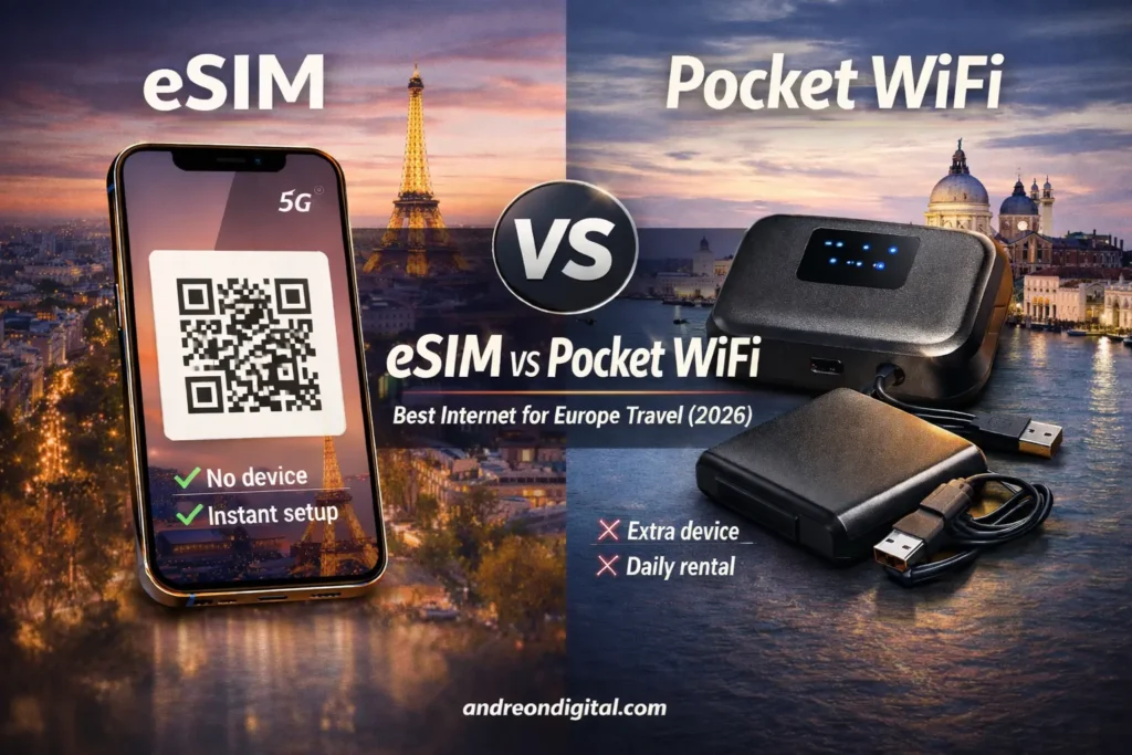 esim vs pocket wifi europe travel comparison 2026