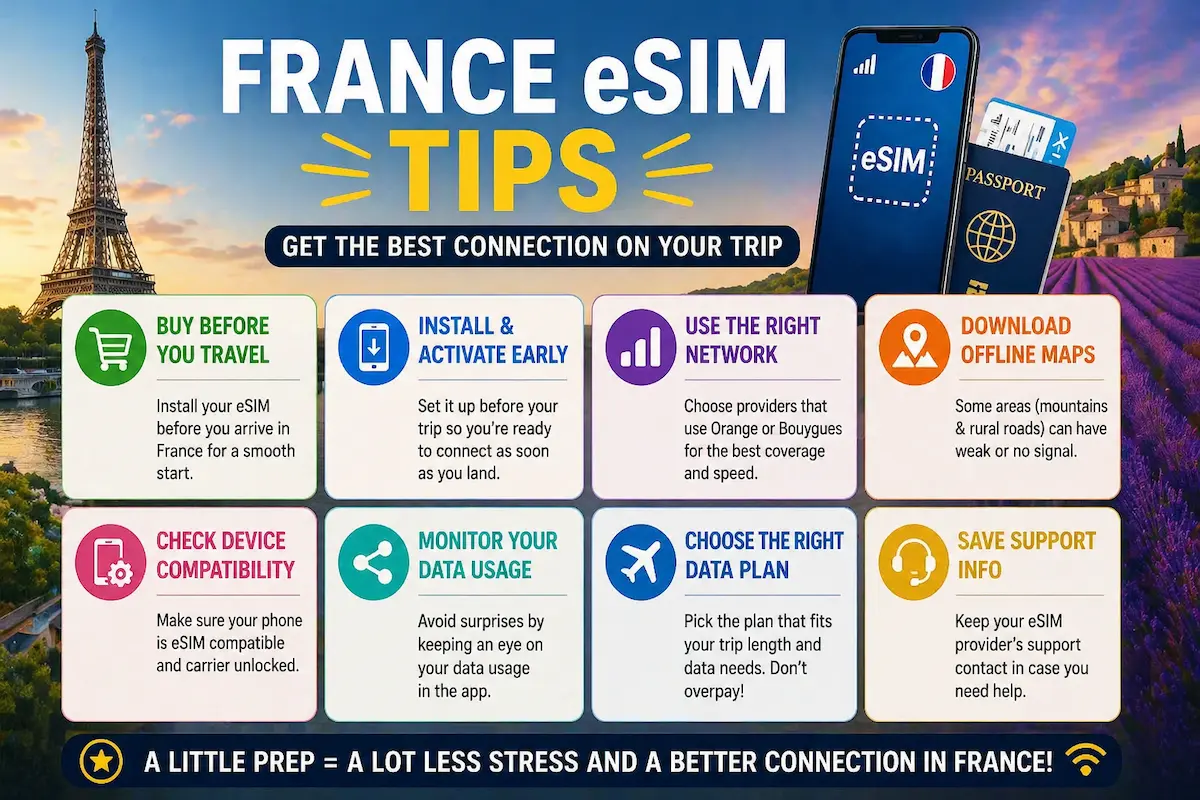 france esim travel tips 2026 how to stay connected paris provence data usage offline maps
