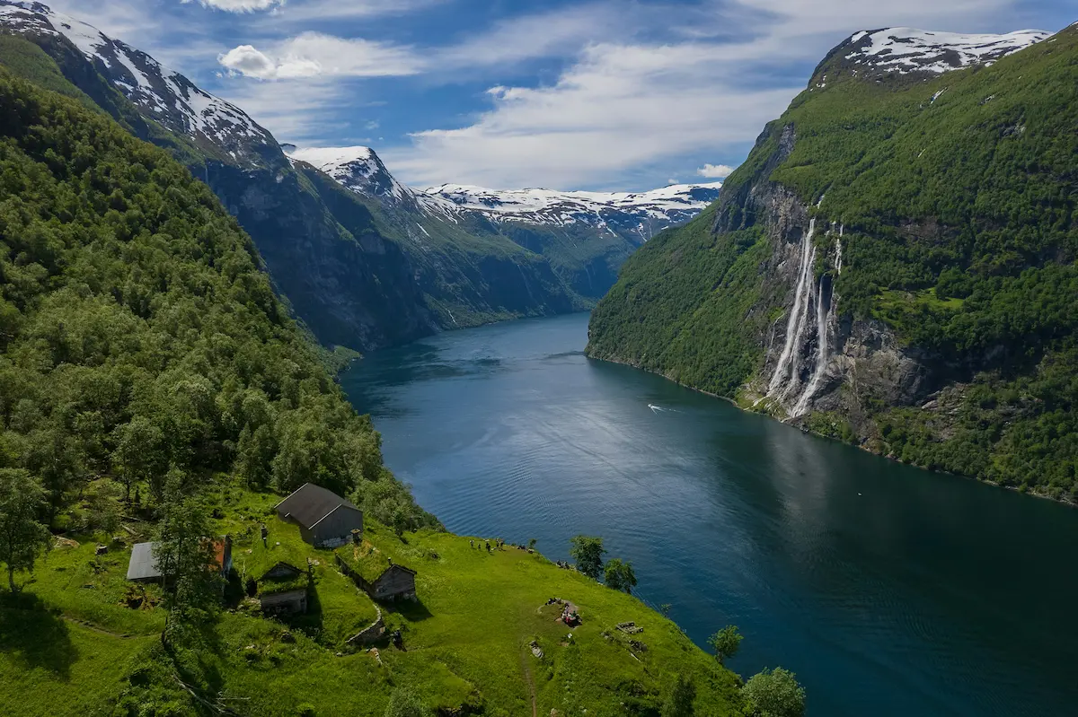 Geirangerfjord Norway fjord mountains waterfall landscape coverage travel