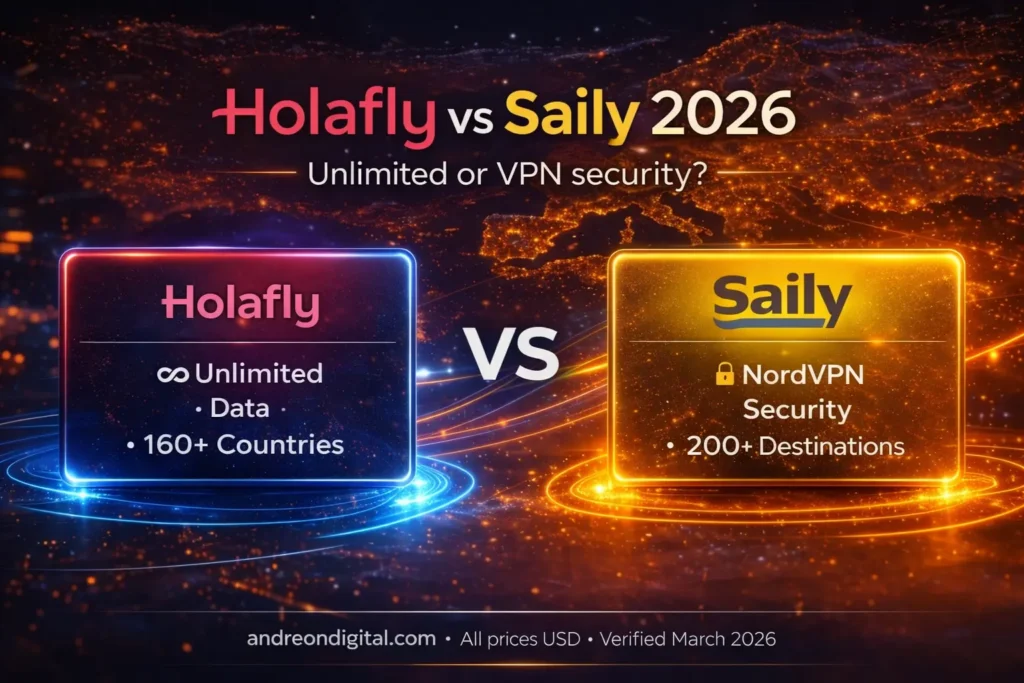 holafly vs saily 2026 worldwide esim unlimited data vs nordvpn security comparison