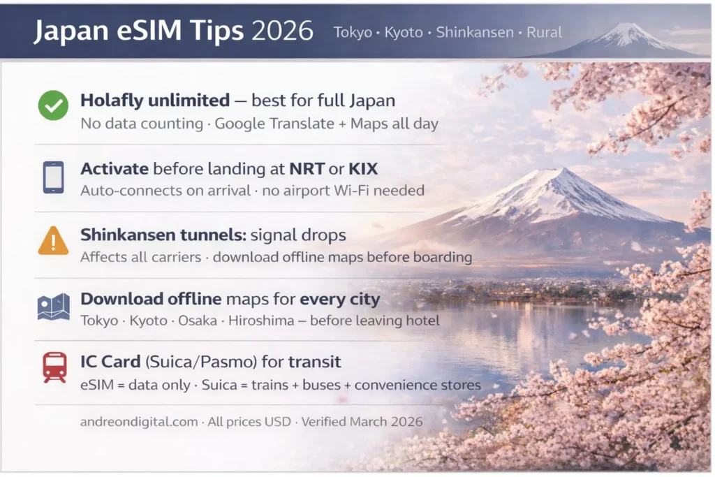 Japan eSIM Travel Tips 2026 Shinkansen IC Card Offline Maps Tokyo Kyoto japan esim travel tips 2026 shinkansen ic card offline maps tokyo kyoto