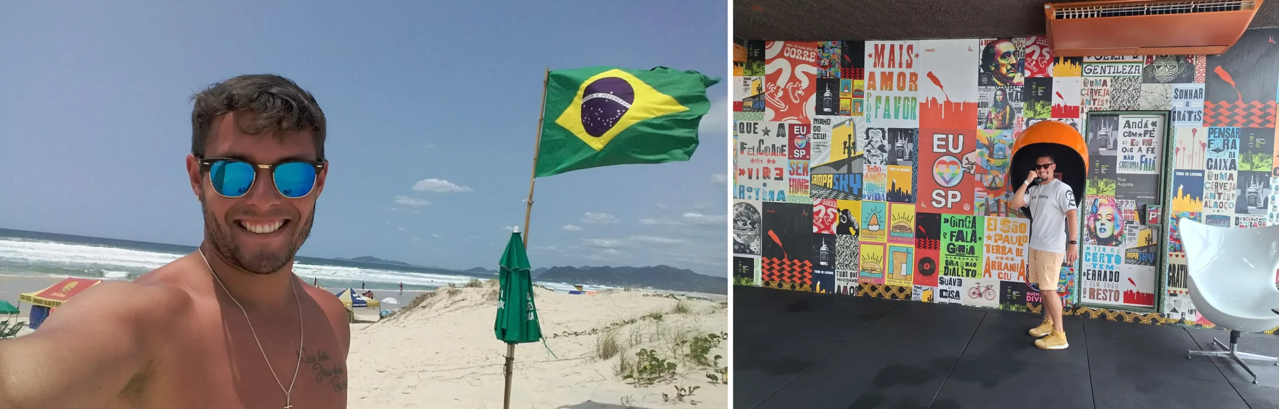 Brazil personal travel photos showing my real experience in São Paulo and on a Brazilian beach, supporting this best eSIM for Brazil 2026 guide.