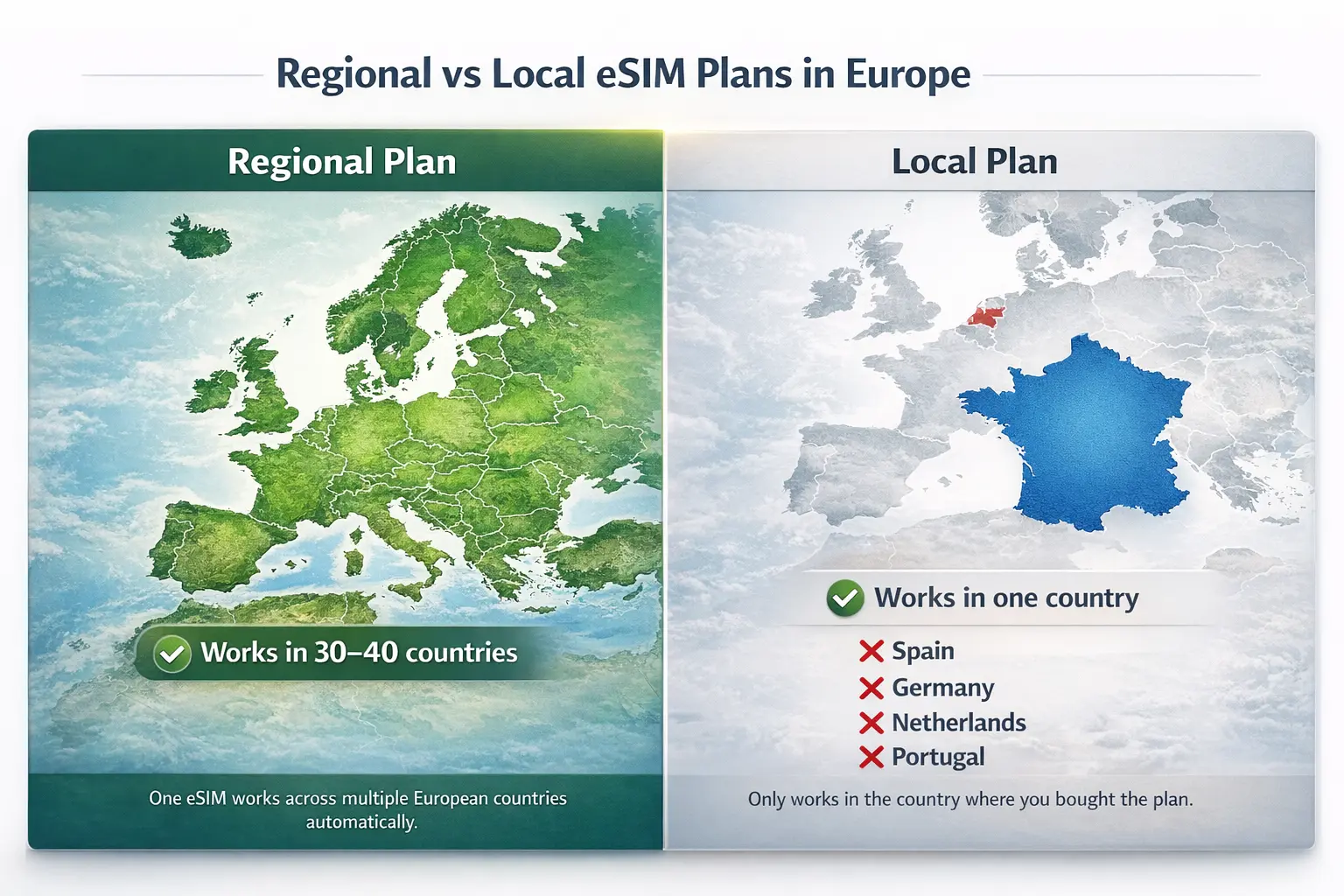 Regional vs Local eSIM Plans can i use one esim in multiple european countries