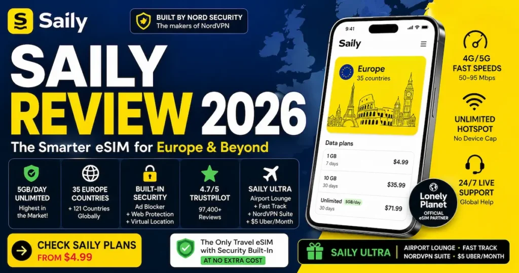 saily esim review 2026 europe global plans unlimited hotspot nordvpn security 35 countries trustpilot ultra subscription