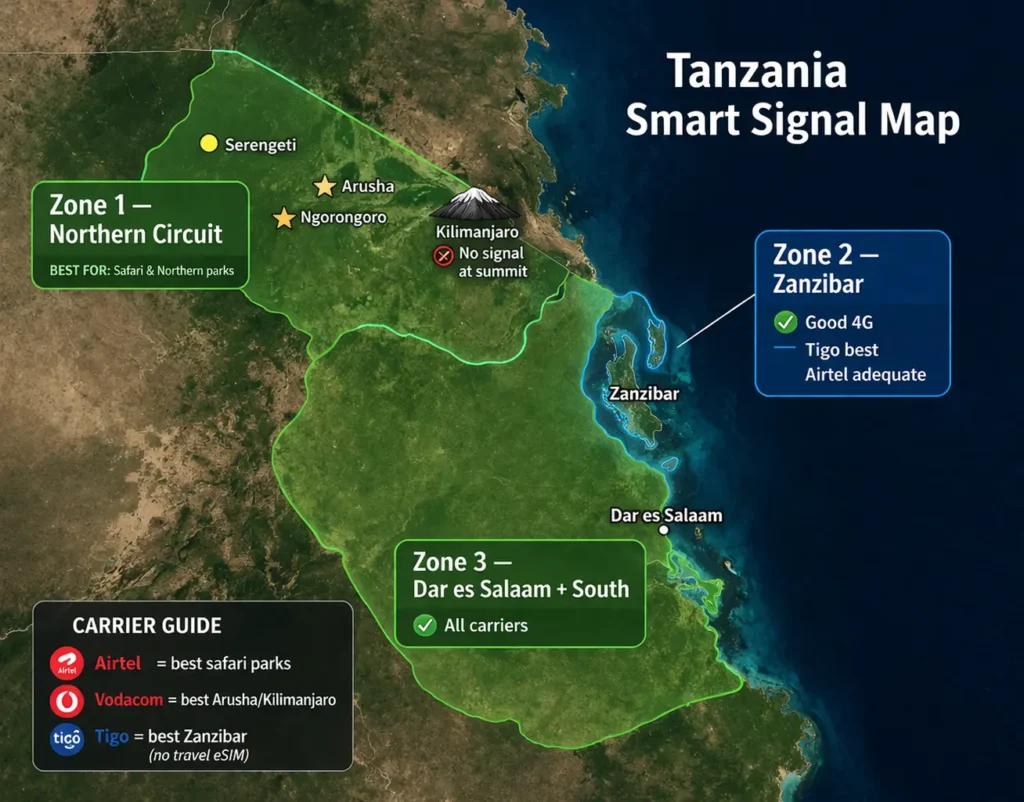 Best eSIM Coverage in Tanzania: Real Signal Map for Safari and Zanzibar best esim for tanzania safari coverage serengeti zanzibar signal guide 2026