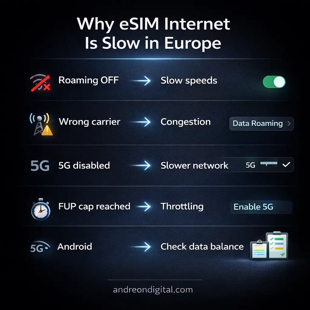 Why eSIM Internet Is Slow in Europe slow esim internet in europe