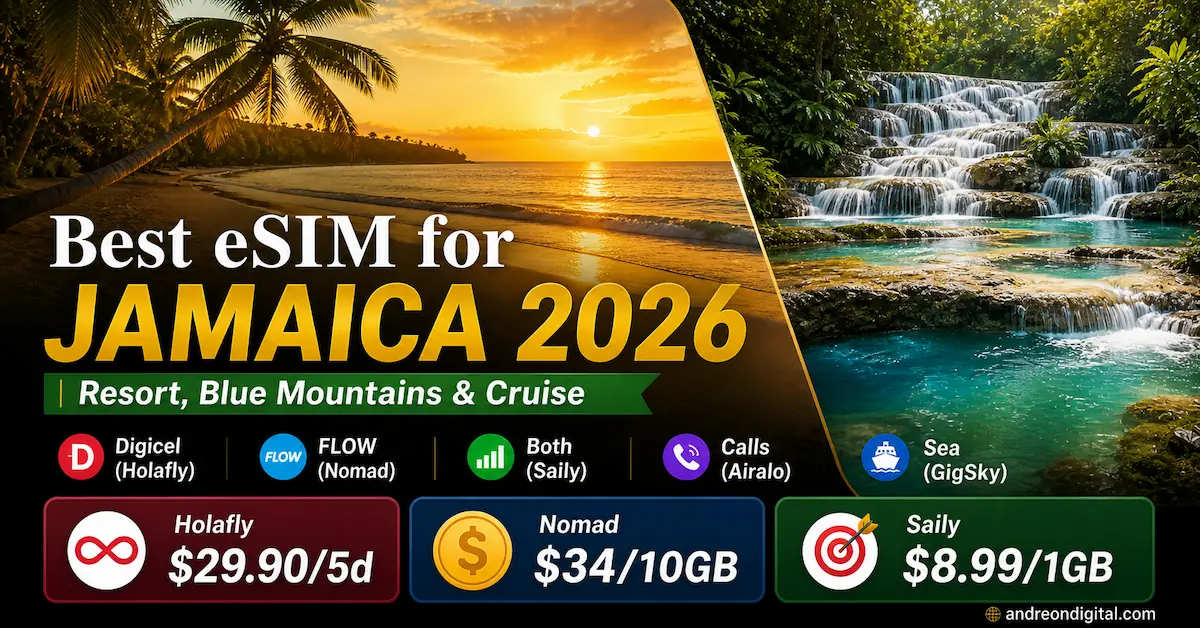 best esim jamaica 2026 comparison holafly nomad saily airalo gigsky digicel flow coverage prices jamaica travel