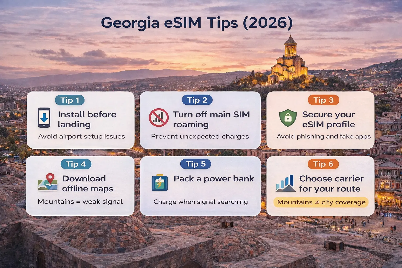 Georgia eSIM tips 2026 — avoid common travel mistakes georgia esim tips 2026 travel setup install roaming offline maps coverage guide