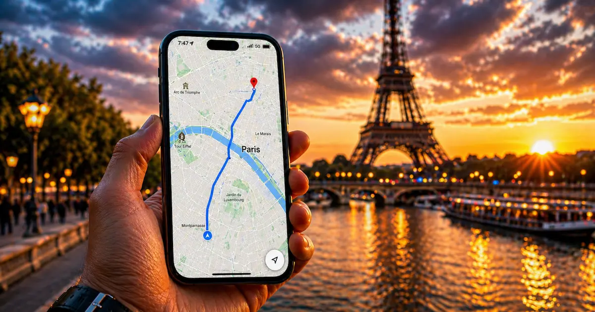 Why Paris uses so much mobile data — real navigation route across the city