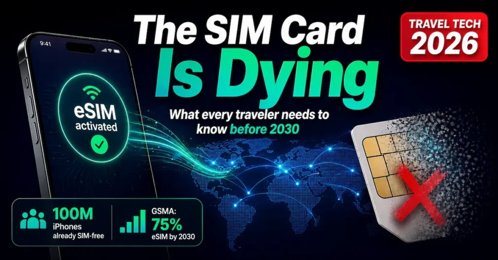 sim card dying esim 2030 smartphone no sim tray apple iphone travel technology