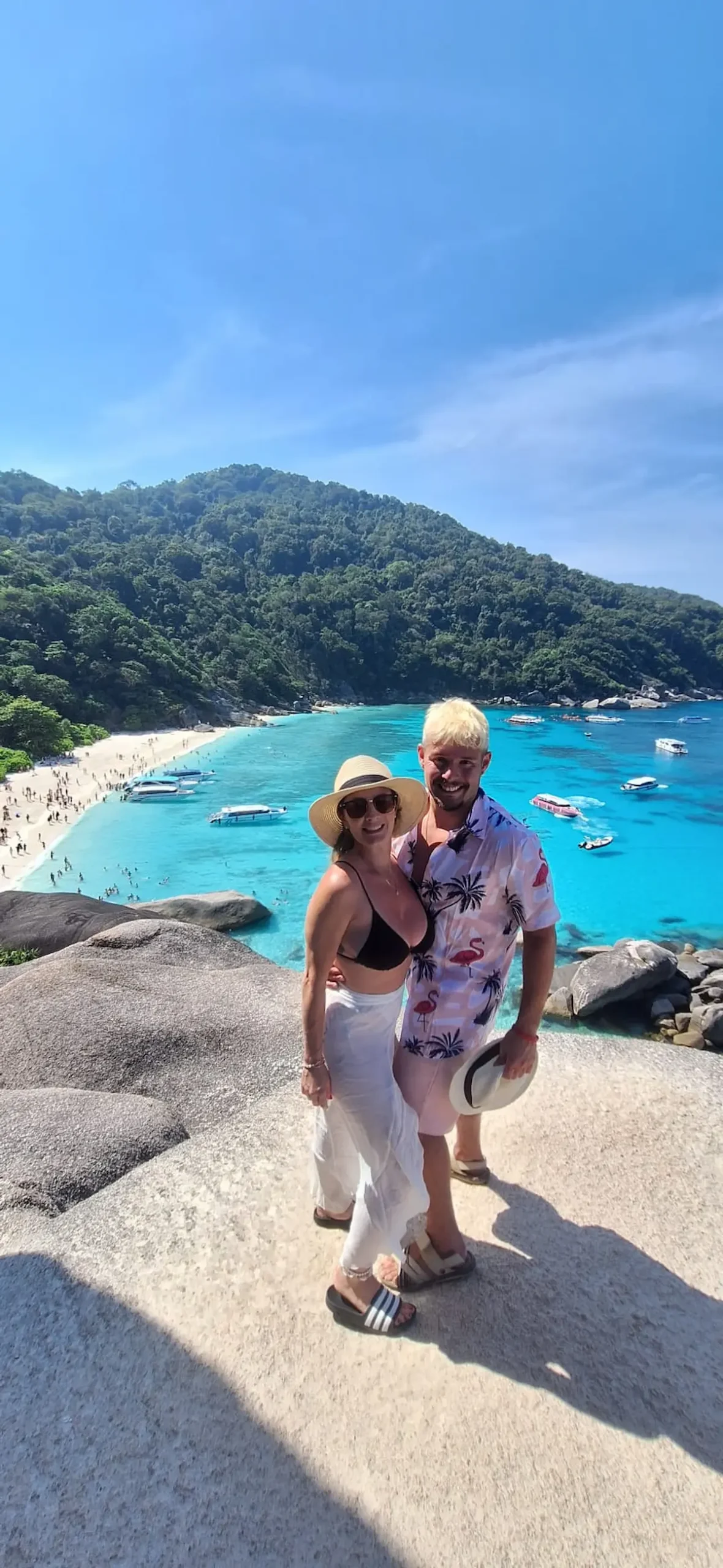 andre and nicoli at similan islands thailand tropical beach travel couple using esim while traveling asia