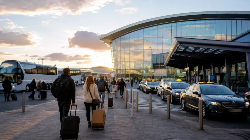 dublin airport arrivals taxi rank bus transfer to city centre 2026