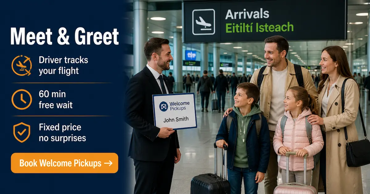 dublin airport meet and greet transfer driver arrivals sign private transfer 2026