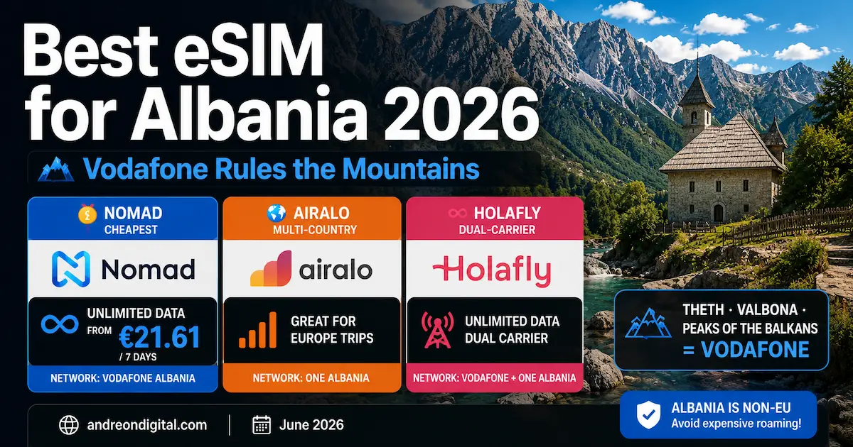 best esim for albania 2026 nomad airalo holafly vodafone one albania theth valbona riviera ksamil mountains