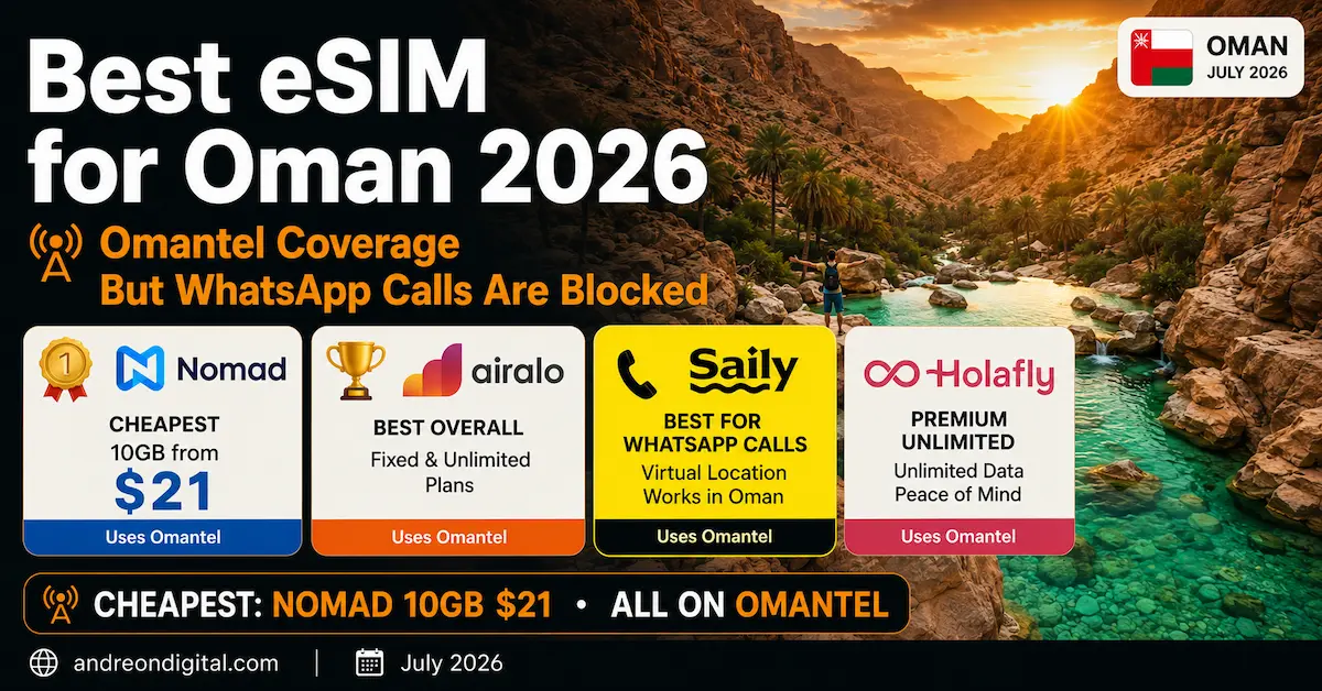best esim for oman 2026 nomad airalo saily holafly omantel muscat wadi wahiba sands coverage whatsapp blocked