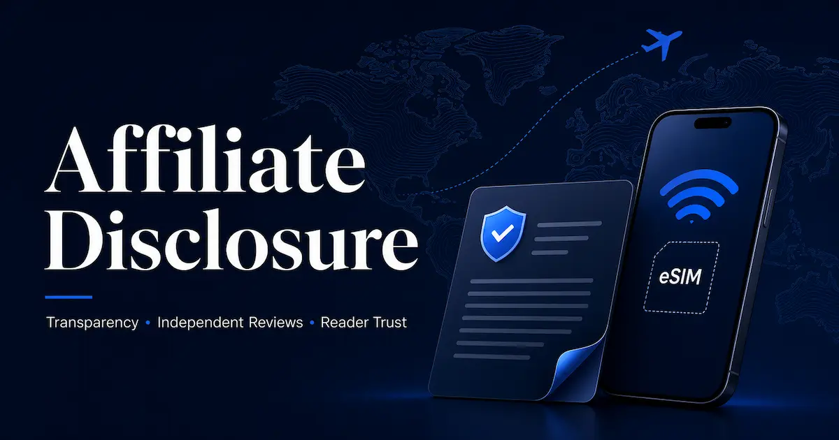 Affiliate disclosure page for Andre On Digital with eSIM, travel tech and independent review transparency