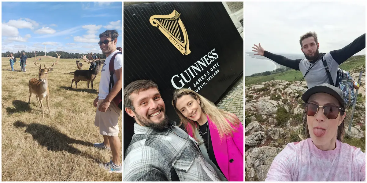 Travel moments across Ireland, including Dublin, the Guinness Storehouse, Irish countryside and coastal hiking, supporting this guide with firsthand experience.
