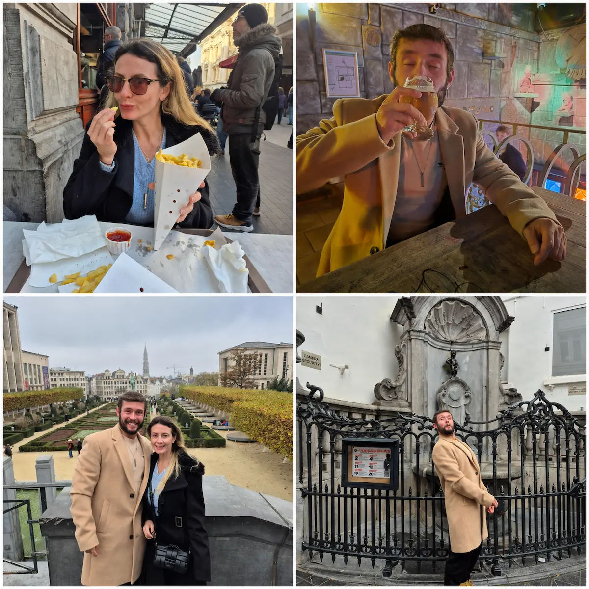 Real travel experience in Belgium with Belgian fries beer Mont des Arts Brussels and Manneken Pis