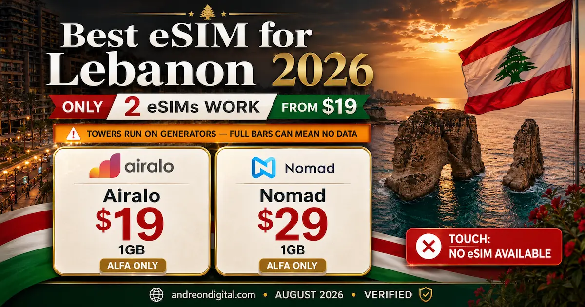 best esim for lebanon 2026 airalo salbeh nomad alfa network touch missing beirut generator power crisis coverage