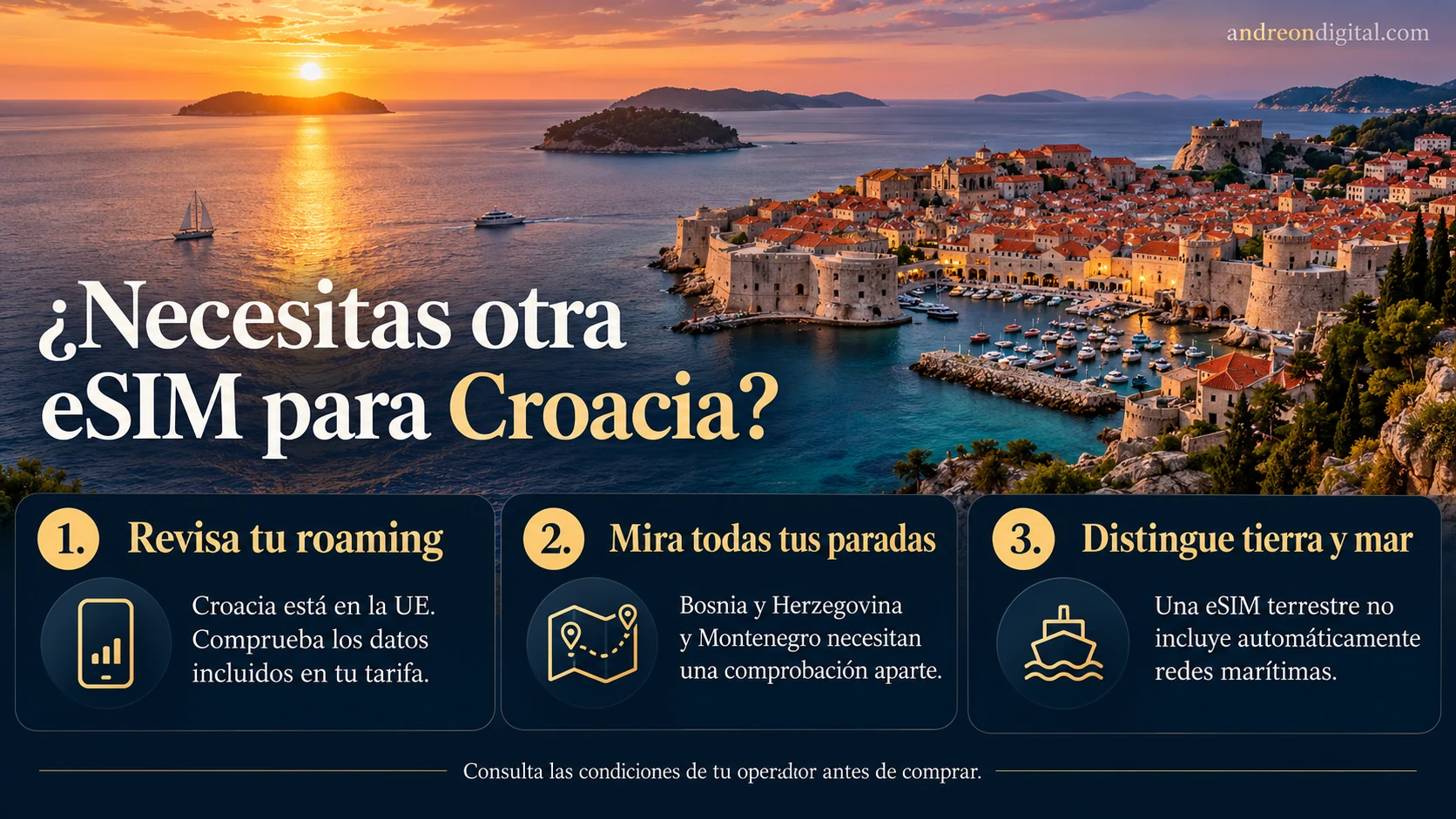 Cuándo utilizar roaming europeo, una eSIM de viaje o una eSIM local de Croacia