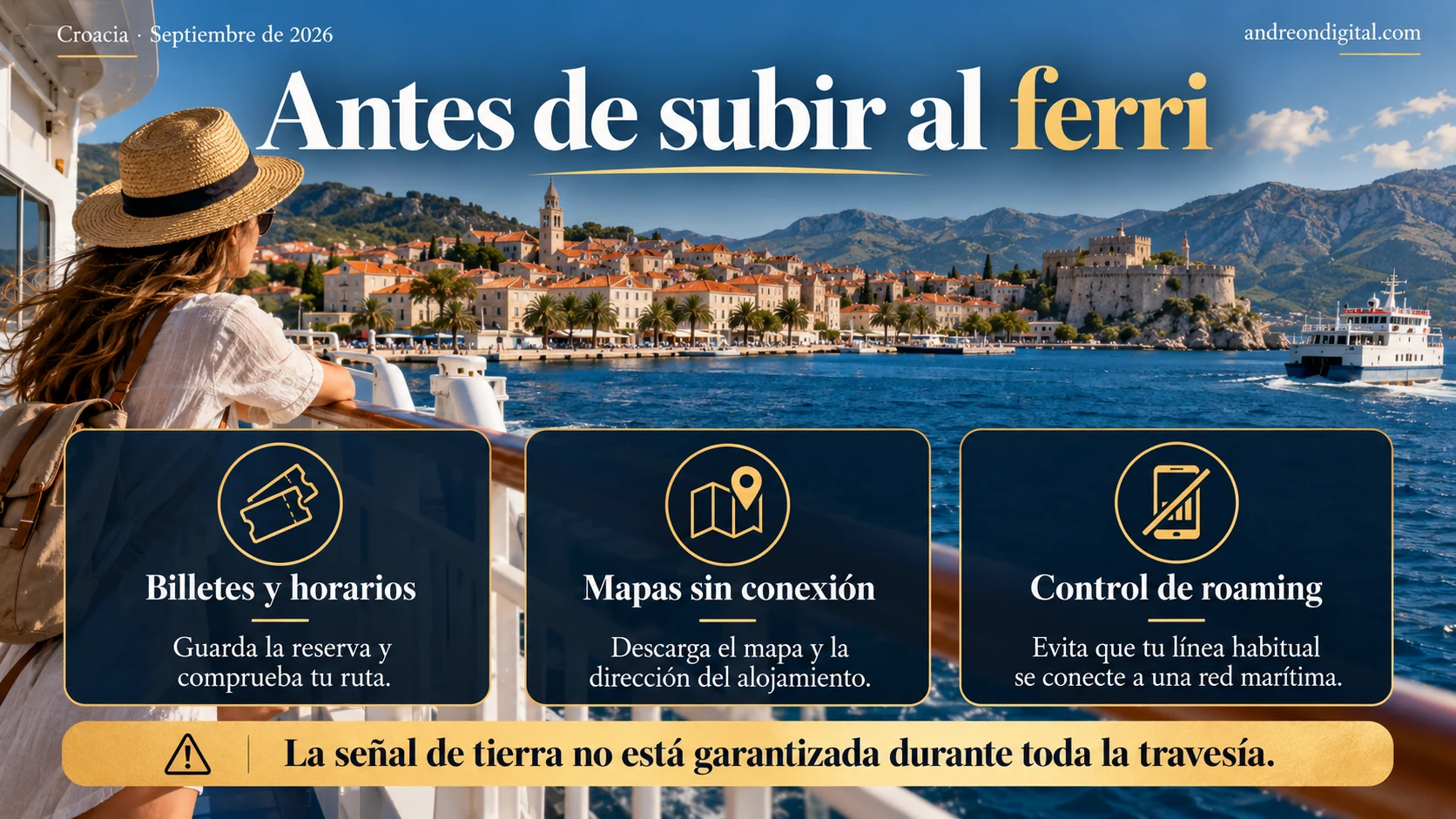 Preparación del móvil antes de embarcar en un ferry en Croacia