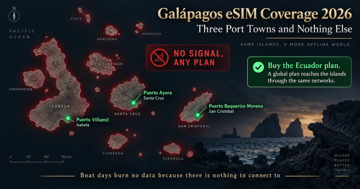 galapagos esim coverage 2026 puerto ayora santa cruz puerto baquerizo moreno san cristobal puerto villamil isabela