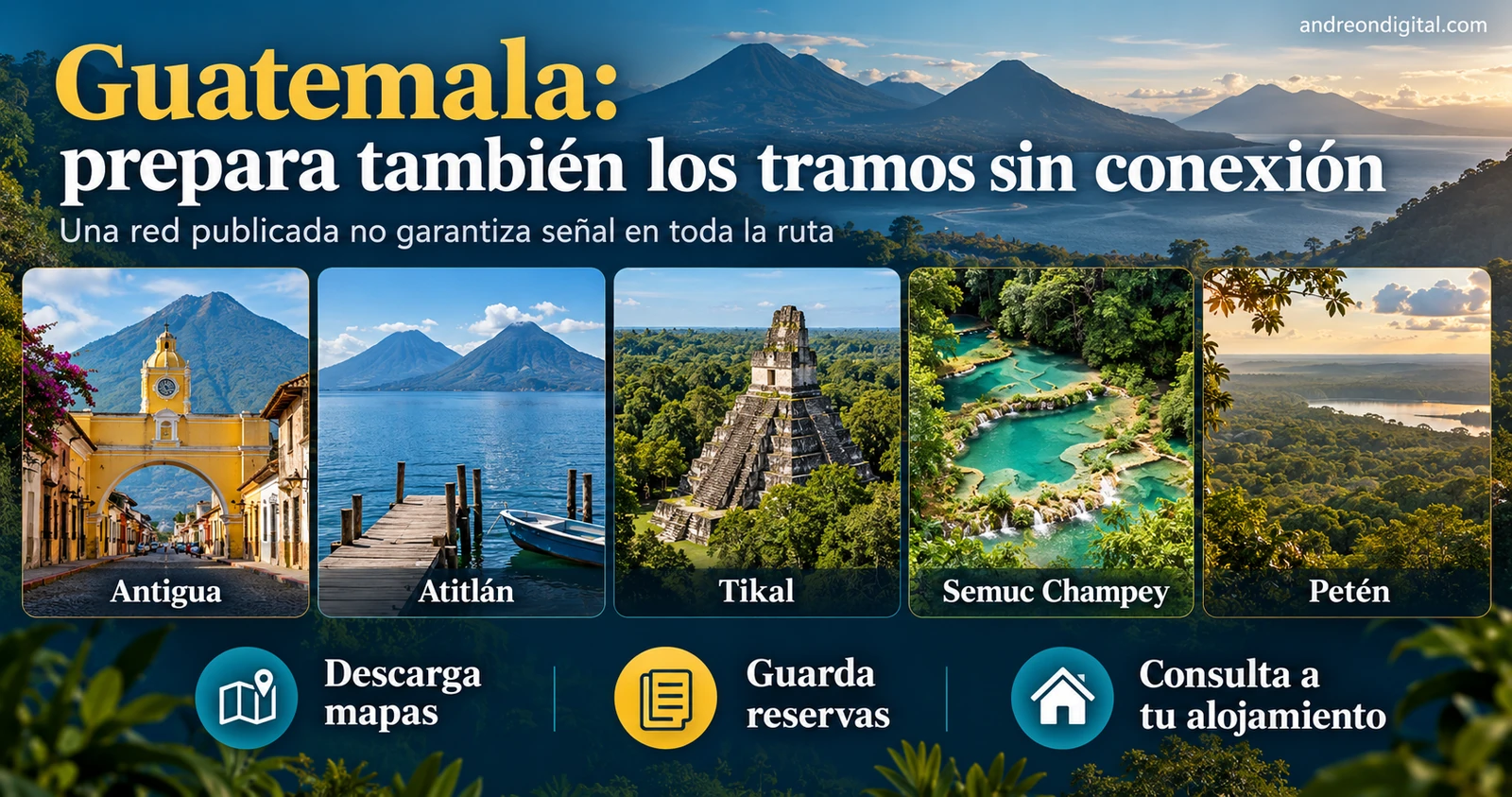 Preparación de mapas y reservas para las excursiones por Guatemala