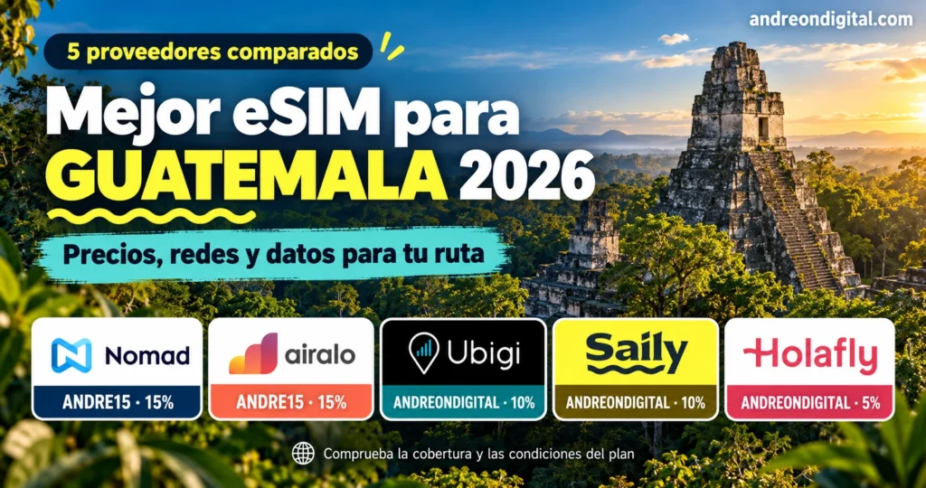 Mejor eSIM para Guatemala 2026: cinco proveedores, precios, redes y cupones