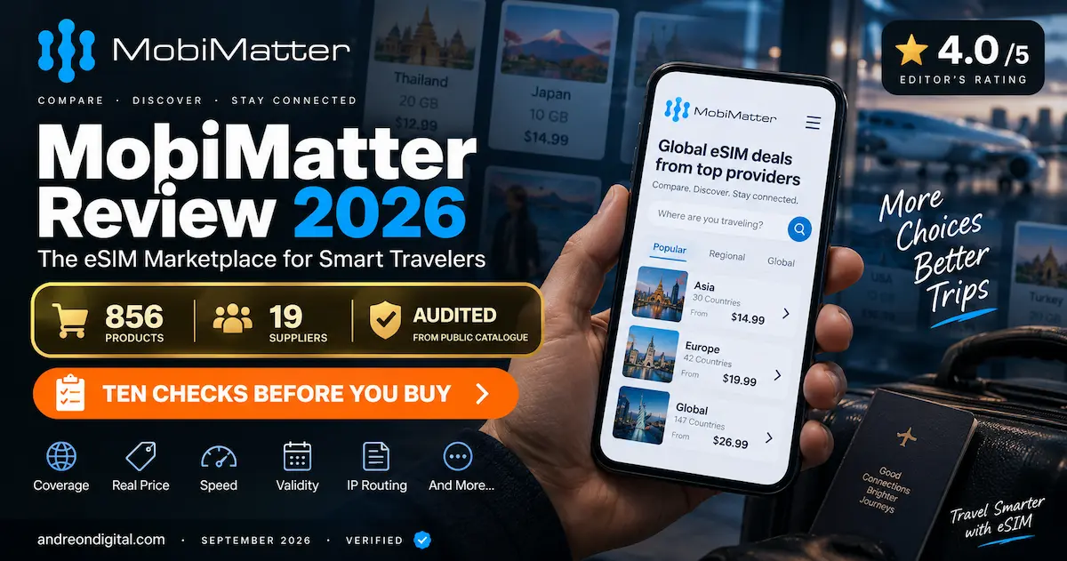 mobimatter review 2026 esim marketplace 856 products 19 suppliers how to choose plan coverage ip routing