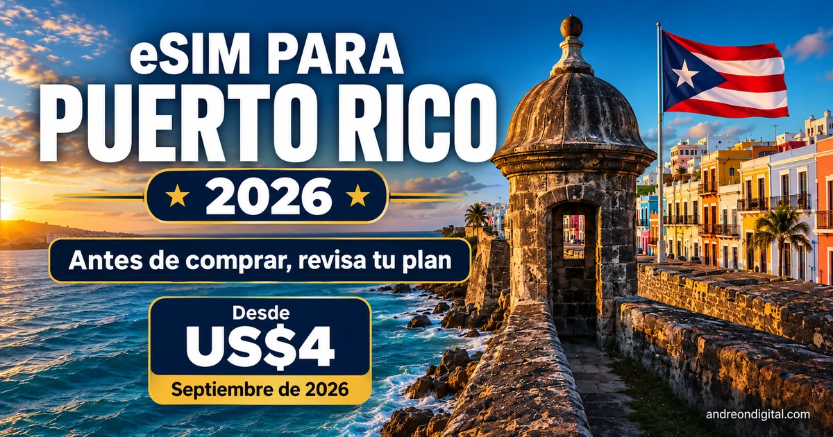 eSIM para Puerto Rico desde 4 dólares estadounidenses y aviso para revisar la tarifa actual antes de comprar