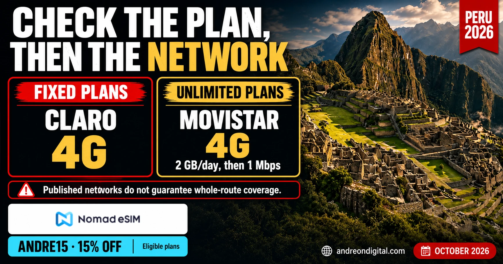 Peru eSIM network comparison: match each provider and plan variant Peru eSIM network comparison: match each provider and plan variant