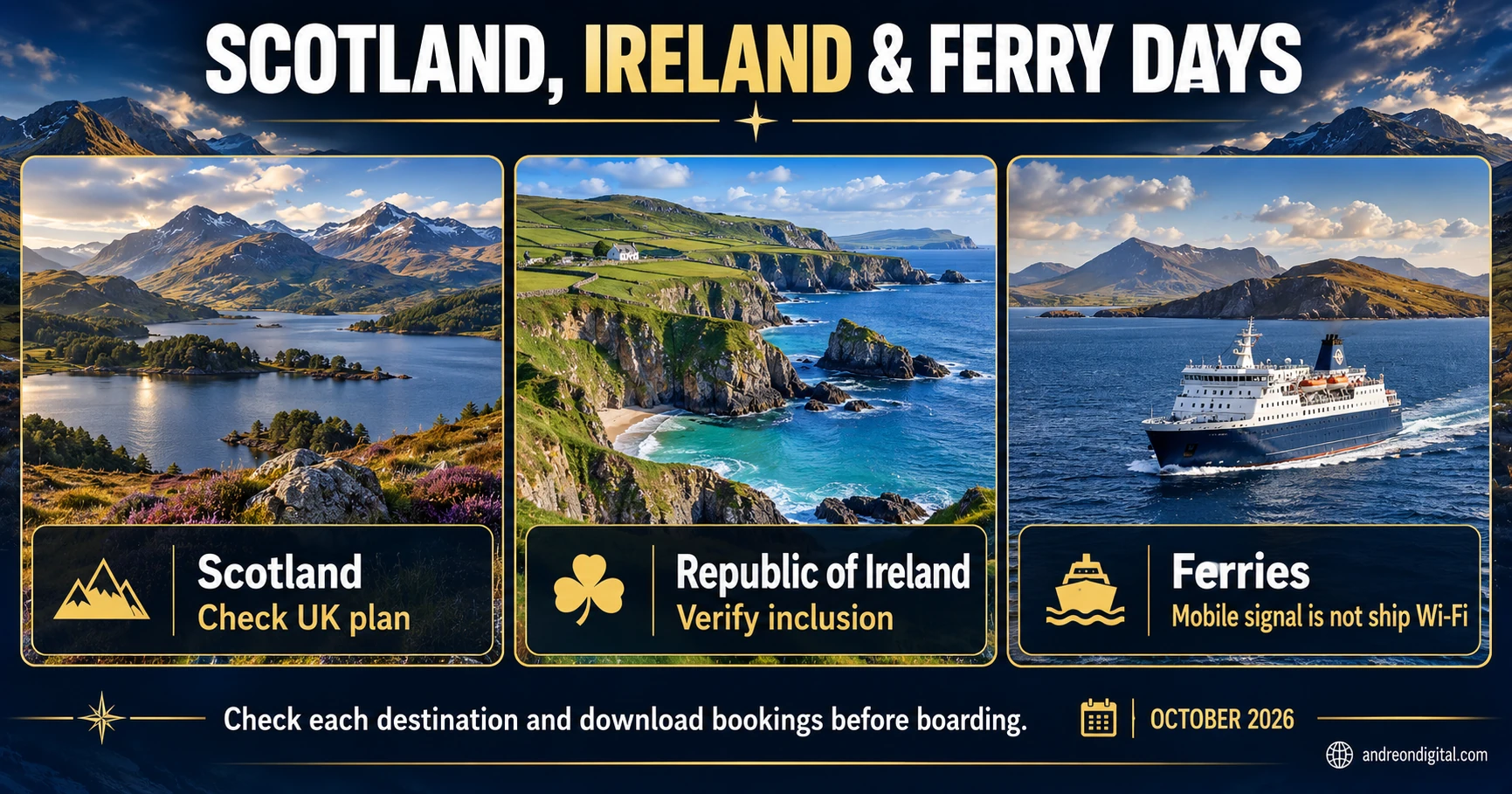 Scotland and Ireland eSIM checks and the distinction between ferry Wi-Fi and mobile data